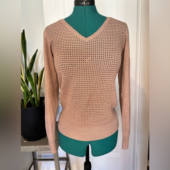 The Limited Merino Wool Blend, Light, tan mauve, V-Neck Sweater.  Size S - Picture 1 of 10